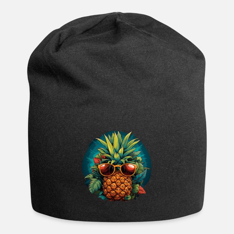 Ananas - Jersey-Beanie - Schwarz