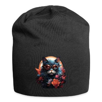 Katze - Jersey-Beanie - Schwarz - Vorne