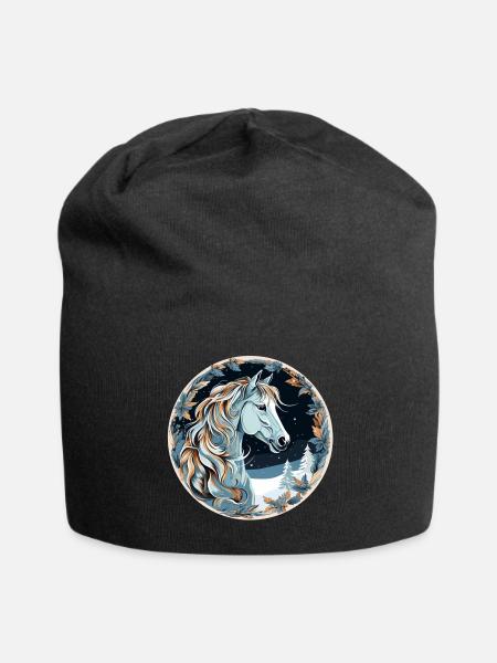 Pferd Winter Boho - Jersey-Beanie - Schwarz