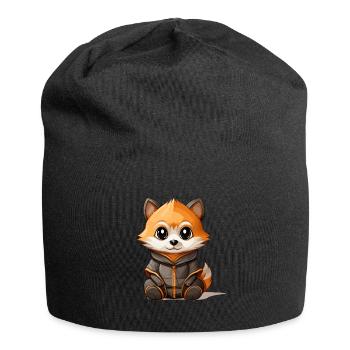Waschbär - Kawaii Style - Jersey-Beanie - Schwarz - Vorne