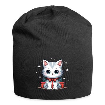 Cat Christmas Design - Kawaii Style - Jersey Beanie - black - Front