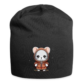 Souris Noël Design - Style Kawaii - Bonnet en jersey - noir - Devant