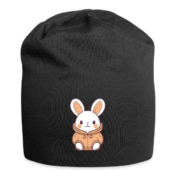 Hase - Kawaii Style - Jersey-Beanie - Schwarz - Vorne