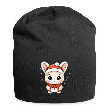 Design de Noël lapin - Style Kawaii - Bonnet en jersey - noir - Devant