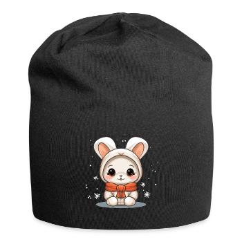 Bunny Christmas Design - Kawaii Style - Jersey Beanie - black - Front
