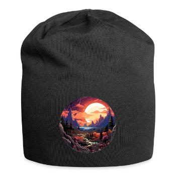 Landscape - Illustration - Jersey Beanie - black - Front