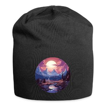 Landscape - Illustration - Jersey Beanie - black - Front