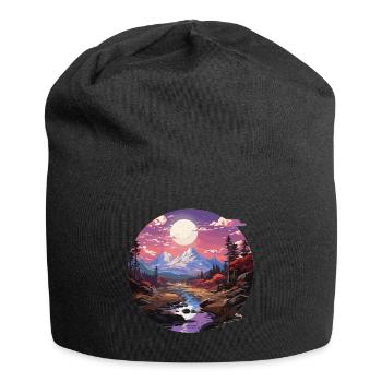 Landscape - Illustration - Jersey Beanie - black - Front