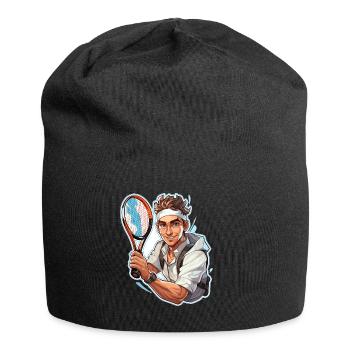 Joueur de tennis - Illustration - Bonnet en jersey - noir - Devant