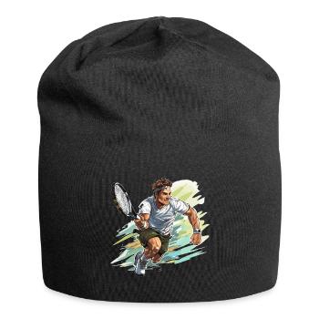Joueur de tennis - Illustration - Bonnet en jersey - noir - Devant