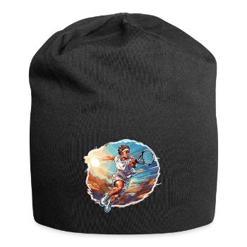 Joueur de tennis - Illustration - Bonnet en jersey - noir - Devant