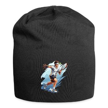 Joueur de tennis - Illustration - Bonnet en jersey - noir - Devant