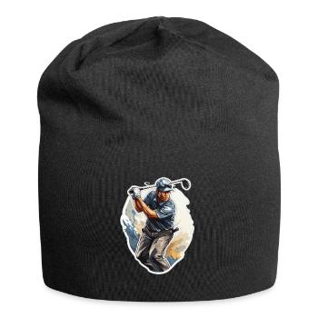 Golf Spieler - Illustration - Jersey-Beanie - Schwarz - Vorne