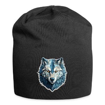 Wolf - Illustration - Jersey-Beanie - Schwarz - Vorne