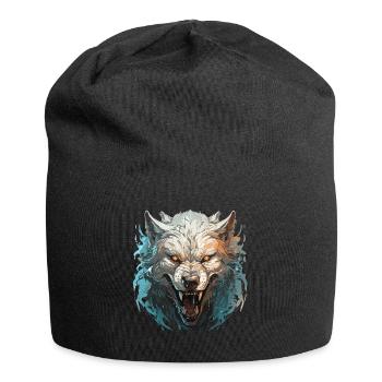 Wolf - Illustration - Jersey-Beanie - Schwarz - Vorne