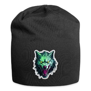 Wolf - Illustration - Jersey-Beanie - Schwarz - Vorne