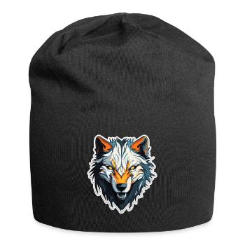 Wolf - Illustration - Jersey-Beanie - Schwarz - Vorne