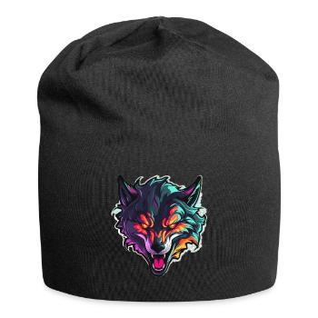 Wolf - Illustration - Jersey-Beanie - Schwarz - Vorne
