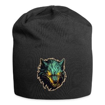 Wolf - Illustration - Jersey-Beanie - Schwarz - Vorne