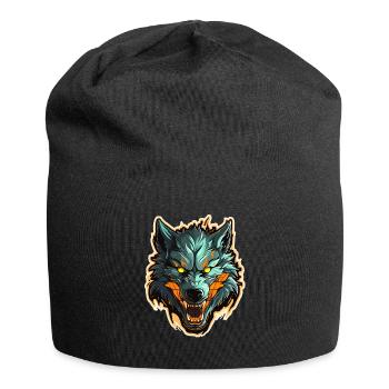 Wolf - Illustration - Jersey-Beanie - Schwarz - Vorne