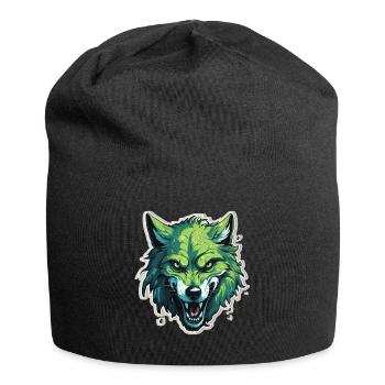 Wolf - Illustration - Jersey-Beanie - Schwarz - Vorne