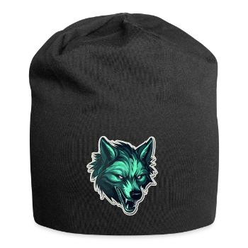 Wolf - Illustration - Jersey-Beanie - Schwarz - Vorne