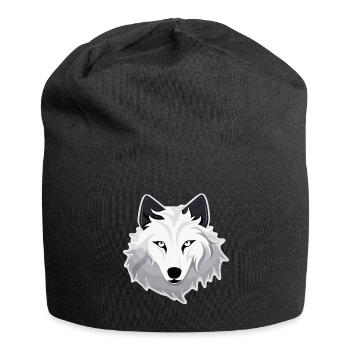 Wolf - Illustration - Jersey-Beanie - Schwarz - Vorne