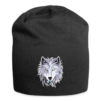 Wolf - Illustration - Jersey-Beanie - Schwarz - Vorne