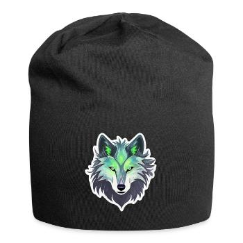 Wolf - Illustration - Jersey-Beanie - Schwarz - Vorne