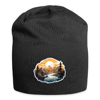Paysage - Illustration - Bonnet en jersey - noir - Devant