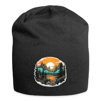 Paysage - Illustration - Bonnet en jersey - noir - Devant