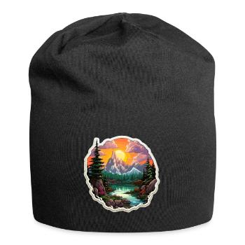 Paysage - Illustration - Bonnet en jersey - noir - Devant