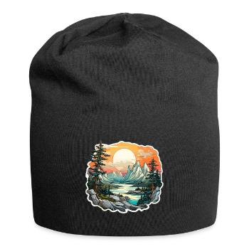Paysage - Illustration - Bonnet en jersey - noir - Devant