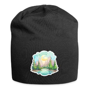 Landschaft - Illustration - Jersey-Beanie - Schwarz - Vorne