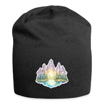 Landschaft - Illustration - Jersey-Beanie - Schwarz - Vorne