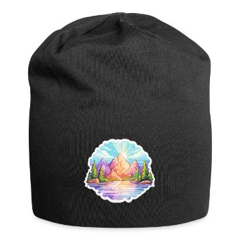 Landschaft - Illustration - Jersey-Beanie - Schwarz - Vorne