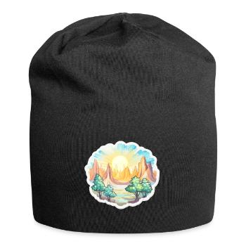 Landscape - Illustration - Jersey Beanie - black - Front