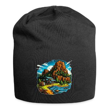 Paysage - Illustration - Bonnet en jersey - noir - Devant