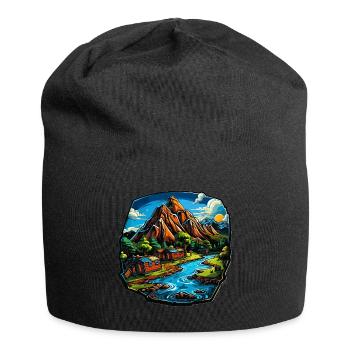 Landscape - Illustration - Jersey Beanie - black - Front