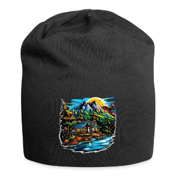 Paysage - Illustration - Bonnet en jersey - noir - Devant
