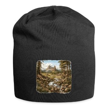 Paysage - Illustration - Bonnet en jersey - noir - Devant