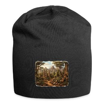 Landschaft - Illustration - Jersey-Beanie - Schwarz - Vorne