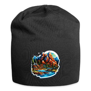 Paysage - Illustration - Bonnet en jersey - noir - Devant