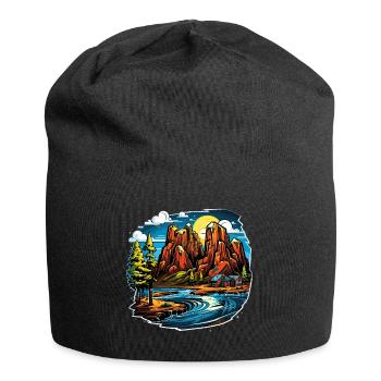 Paysage - Illustration - Bonnet en jersey - noir - Devant