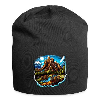 Paysage - Illustration - Bonnet en jersey - noir - Devant