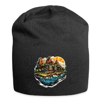 Paysage - Illustration - Bonnet en jersey - noir - Devant
