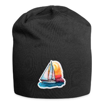 Sailboat - illustration - Jersey Beanie - black - Front