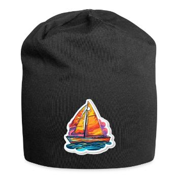 Sailboat - illustration - Jersey Beanie - black - Front
