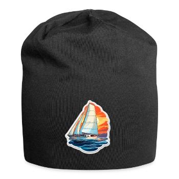 Sailboat - illustration - Jersey Beanie - black - Front