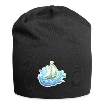 Sailboat - illustration - Jersey Beanie - black - Front